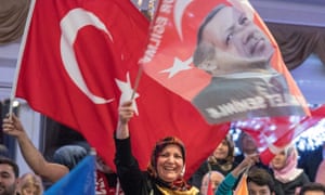 Supporters of Recep Tayyip Erdogan at a rally in Kelsterbach near Frankfurt am Main.