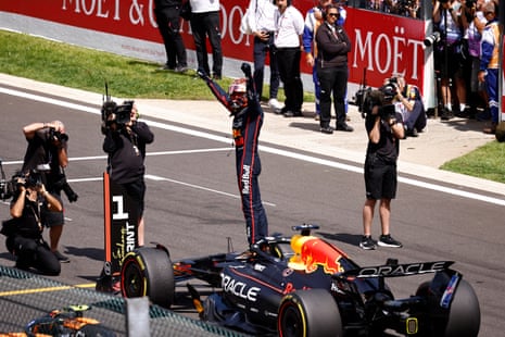 Red Bull Racing's Dutch driver Max Verstappen celebrates.