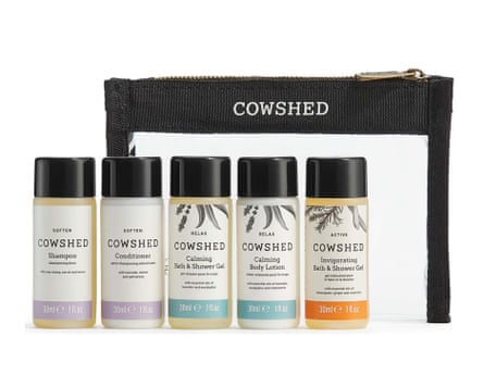 Cowshed five-piece travel set.
