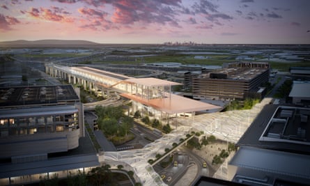 An artist’s design concept for the proposed Melbourne airport train station in Tullamarine.