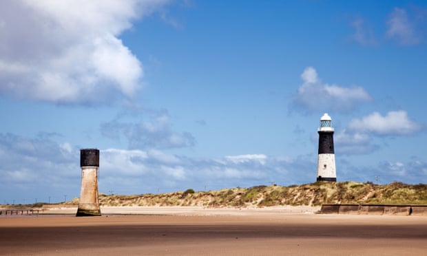Old Spurn Point Low Light and the newer lighthouse at Spurn Head, East Yorkshire