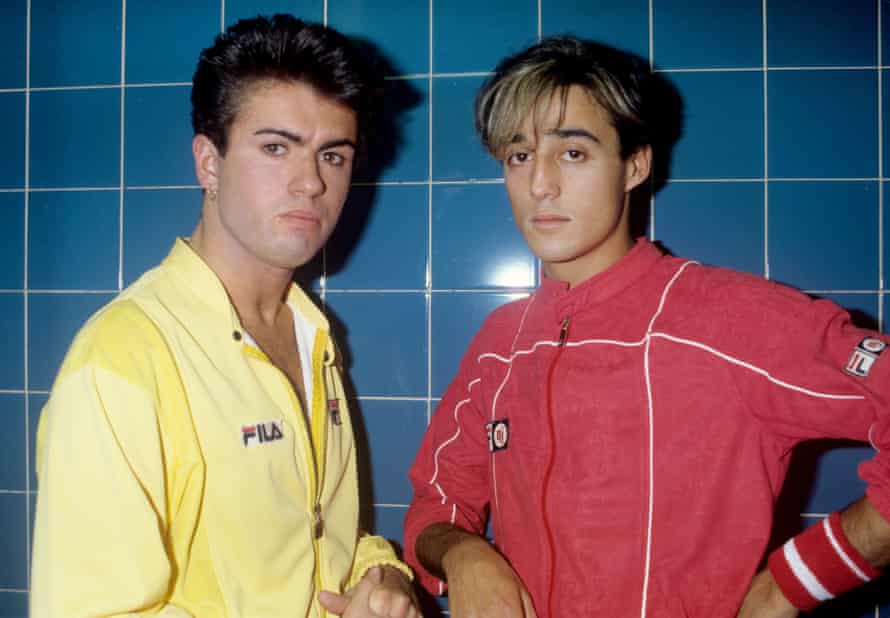 George Michael and Andrew Ridgeley of Wham! looking highly styled in Glasgow, 1984.