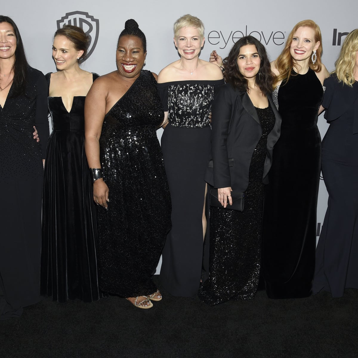 she dressed in black L'AGENCE Akiya Satin Maxi Dress In Black