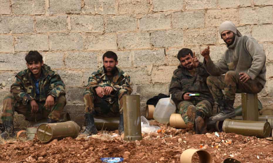 Fighters rest in Aleppo
