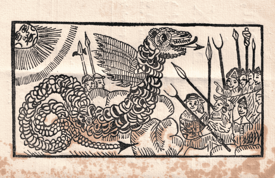 A woodcut from a 1669 pamphlet called ‘The Flying Serpent or Strange News Out of Essex’