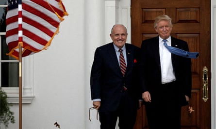 Donald Trump stands with Rudy Giuliani at Trump’s golf club in Bedminster, New Jersey, in 2016.