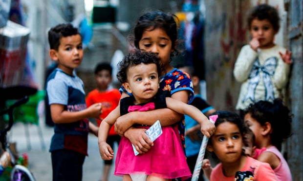 Children at the al-Shati camp for Palestianian refugees in the Gaza Strip