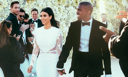 Kim Kardashian and Kanye West at their wedding