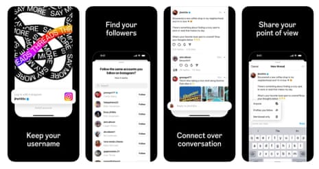Capturas de pantalla de la nueva aplicación Thread para competir con Twitter