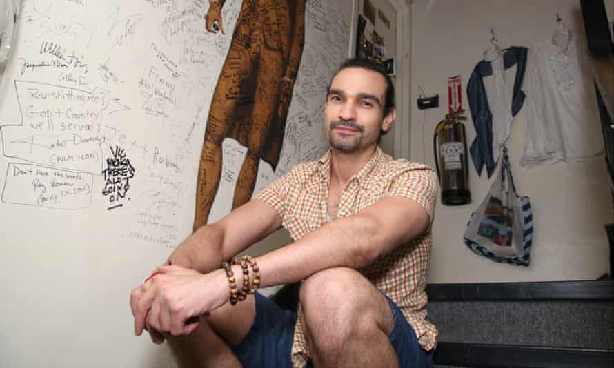 Javier Muñoz backstage at the Richard Rodgers Theater on Broadway.