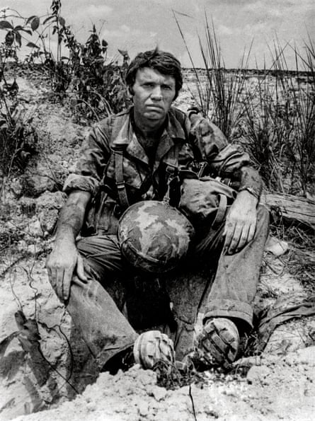 A soldier sitting down.