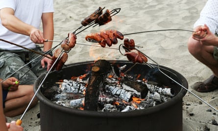 A beach firepit barbecue.