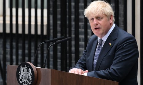 Boris Johnson announces his intention to stand down as prime minister in front of 10 Downing Street.