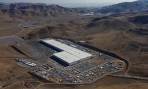 An aerial view of the Tesla-Panasonic Gigafactory in Nevada