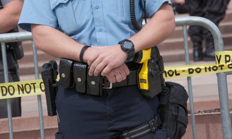 Close-up of a police officer's waist belt