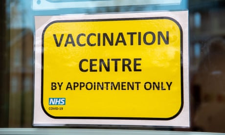 A sign for an NHS vaccination centre
