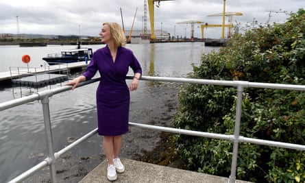 Liz Truss during a visit to the maritime engineering company in Belfast harbour during her campaign to be leader of the Conservative party and the next prime minister in August