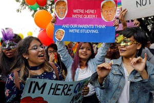 People participate in Queer Pride March, an event promoting gay, lesbian, bisexual and transgender rights, in New Delhi