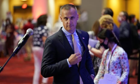 Corey Lewandowski approaches the microphone to speak at the Republican national convention in Charlotte, North Carolina, on 24 August. 