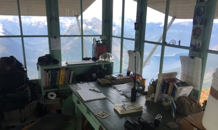 Inside the cabin of Jim Henterly, fire watchman of Desolation Peak in the Cascade mountains, Washington State