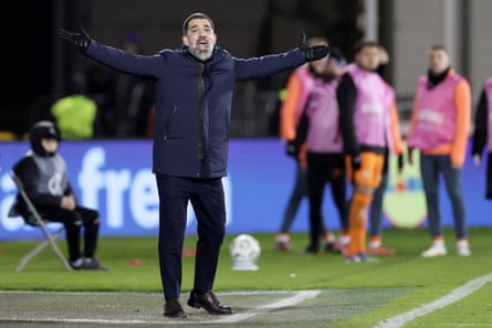 Arda Turan on the touchline during a Shakhtar Donetsk Europa League game