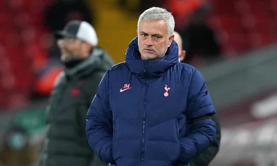 Jose Mourinho during Tottenham's defeat at Anfield in December