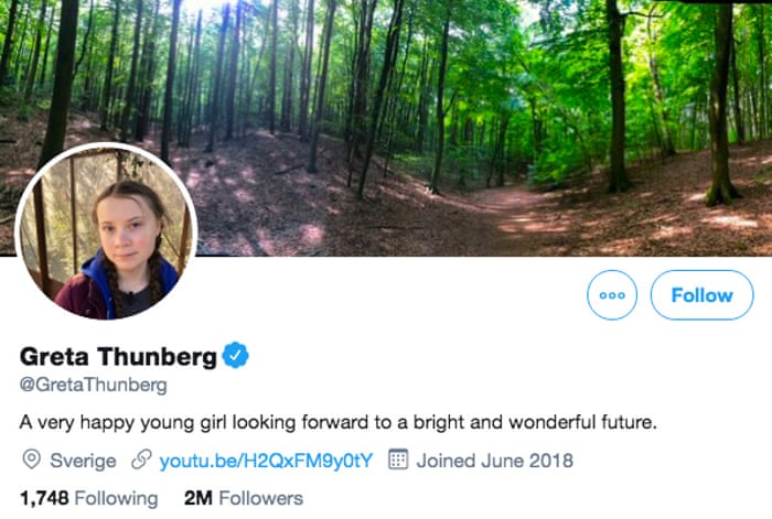 Greta Thunberg Turns Tables On Trump And Quotes His Mockery In New Twitter Bio Environment The Guardian