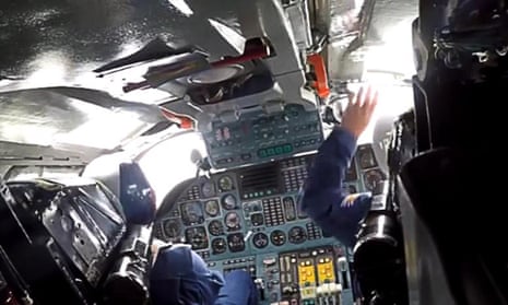 A cockpit of a Russian air force plane during an airstrike on Isis targets in Syria. 