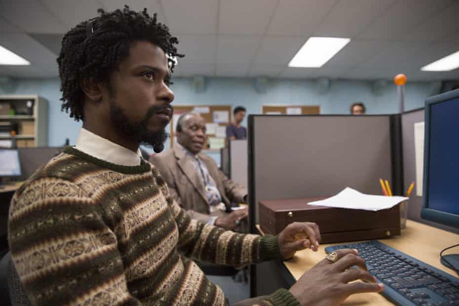 Selling up a storm… Lakeith Stanfield as Cassius, with Danny Glover as Langston, in Sorry to Bother You. 