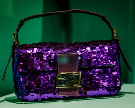 A sparkly purple handbag