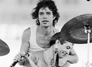 Jagger and Watts on stage for the movie Let’s Spend the Night Together in 1981