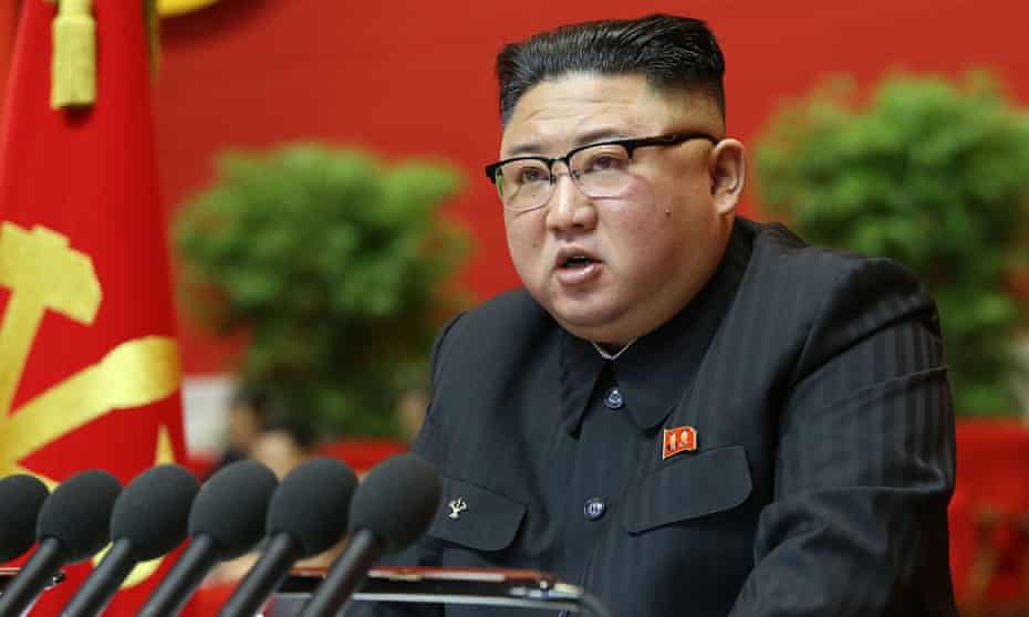 North Korean leader Kim Jong-un speaks during the first day of the 8th Congress of the Workers’ Party of Korea (WPK) in Pyongyang. 
