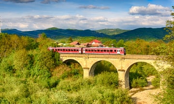 Train trundling through Romania.