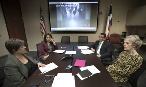 Local officials and the executive director of the Center Against Sexual and Family Violence hold a teleconference in El Paso concerning Irvin Gonzalez.