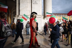 Lisbon, Portuga. lPeople show their support for the protests in Iran.