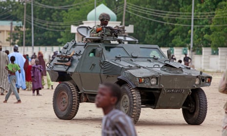 Troops patrol in Maiduguri in north-eastern Nigeria