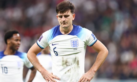 Harry Maguire during the quarter-final match between England and France at Al Bayt Stadium in Al Khor, Qatar.