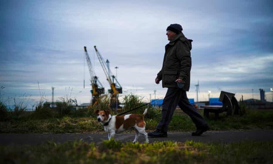 A walk by the port: ‘Workington Man’ is a Leave-voting over 45-year-old seen as key to the election result in December. 