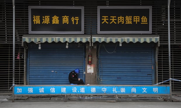 The closed seafood market in Wuhan which has been linked to the coronavirus outbreak.