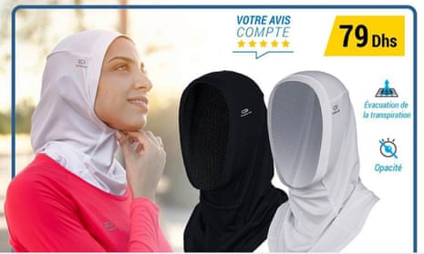 Screengrab of sports hijab for sale by Decathlon