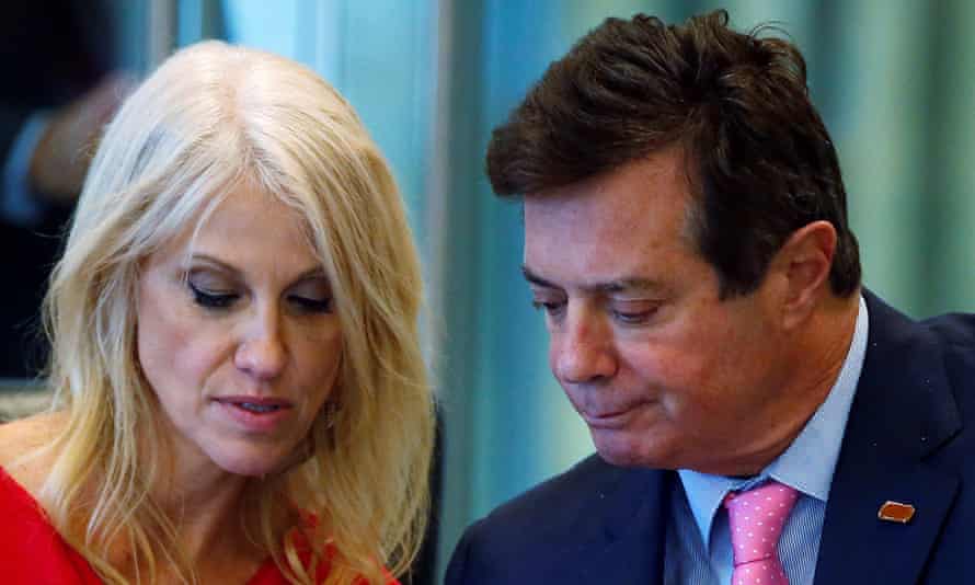 Top Trump aide Kellyanne Conway and former campaign manager Paul Manafort at a roundtable discussion on security at Trump Tower.