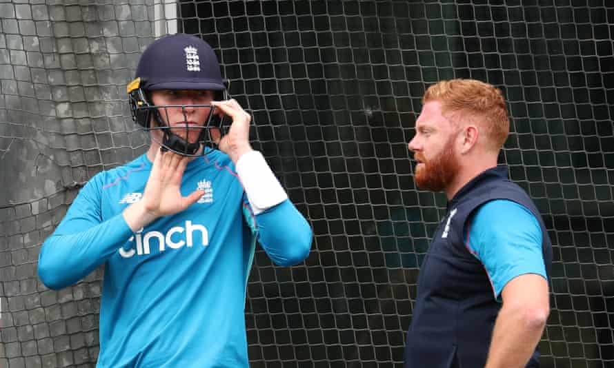 England’s Zak Crawley (left ) and Jonny Bairstow during a nets session at the Melbourne Cricket Ground on Saturday.