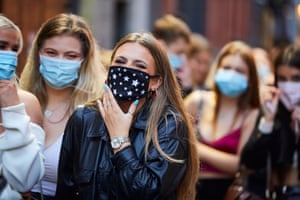13 October – Students queueing to get in to Soho Bar in Liverpool on the last night out before the city formally enters the government’s newly imposed tier 3 restrictions