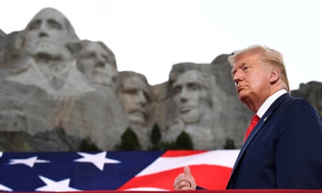 US-POLITICS-HOLIDAY-TRUMP<br>US President Donald Trump gestures as he arrives for the Independence Day events at Mount Rushmore National Memorial in Keystone, South Dakota, July 3, 2020. (Photo by SAUL LOEB / AFP) (Photo by SAUL LOEB/AFP via Getty Images)