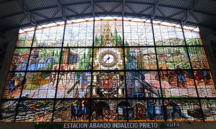 Stained glass window at Bilbao-Abando Station.