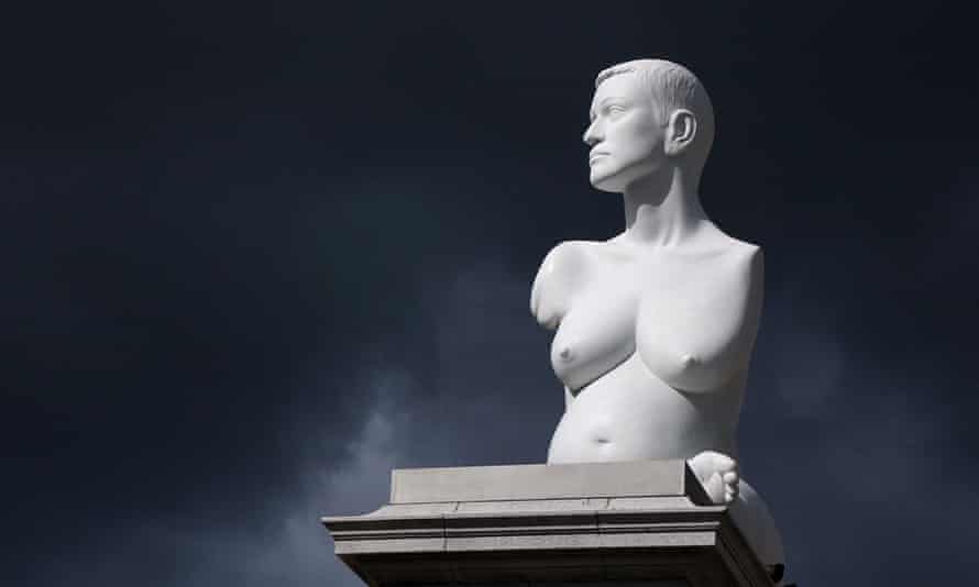 Marc Quinn's exhibition consultant Alison Lapper sculpture, titled Alison Lapper Pregnant, is located on the fourth plinth in Trafalgar Square.