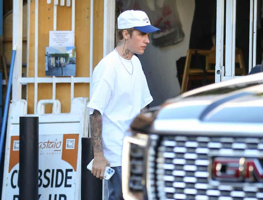 A laidback-looking Justin Bieber in California last month.