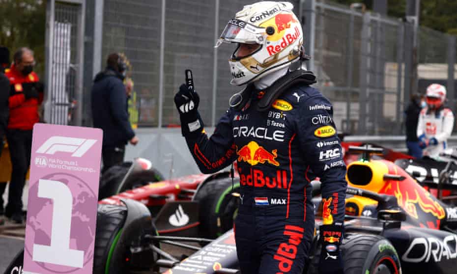 Max Verstappen beats rain and Leclerc to take F1 Imola GP sprint race pole  | Formula One | The Guardian