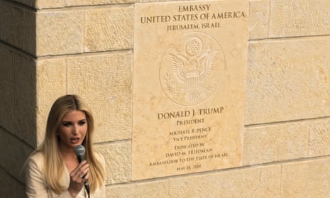 Donald Trump’s daughter and advisor, Ivanka, speaks during the opening ceremony of the new US embassy in Jerusalem