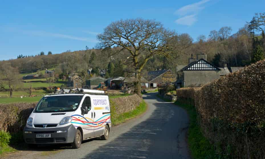 Openreach van in the countryside
